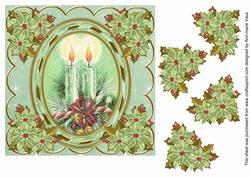 Candle Duo 7in Oval Ribbon Decoupage Topper Sheet