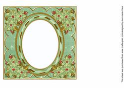 Mint Poinsettia 7in Ribbon Oval Insert Panel
