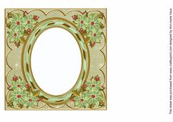 Mint Poinsettia Cream 7in Ribbon Oval Insert Panel