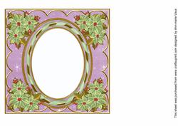 Mint Poinsettia Lilac 7in Ribbon Oval Insert Panel