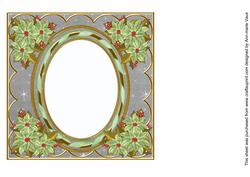 Mint Poinsettia Silver 7in Ribbon Oval Insert Panel