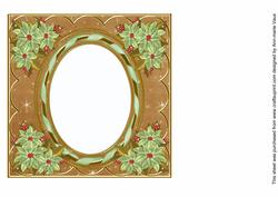 Mint Poinsettia Vtea 7in Ribbon Oval Insert Panel