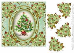 Christmas Tree 7in Oval Ribbon Decoupage Topper Sheet