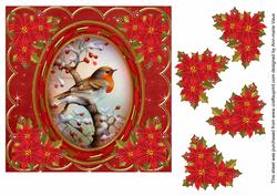 Red Robin 7in Oval Ribbon Decoupage Topper Sheet