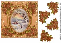 Winter Sunset 7in Oval Ribbon Decoupage Topper Sheet
