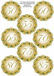 Gold Fmk Dotty Doily Numbers 50 to 85 Topper Sheet