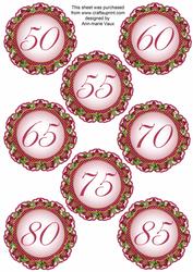 Hot Pink Fmk Dotty Doily Numbers 50 to 85 Topper Sheet