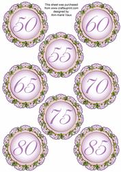 Lilac Fmk Dotty Doily Numbers 50 to 85 Topper Sheet