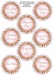 Pink Magnolia Doily Birthday Mix Sentiment Sheet