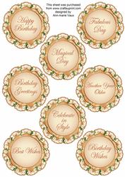 Peach Magnolia Doily Birthday Mix Sentiment Sheet