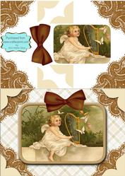 Music Cherub A5 Decoupage Card Front Step by Step