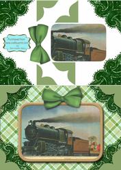 Steam Train A5 Decoupage Card Front Step by Step
