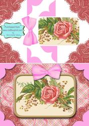 Pink Rose Spray A5 Decoupage Card Front Step by Step