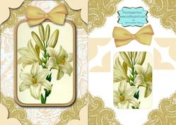 White Lily A5 Decoupage Card Front Step by Step