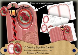Red Roses 3D Opening Sign Card Mini Kit