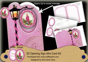 Cerise Candle 3D Opening Sign Card Mini Kit