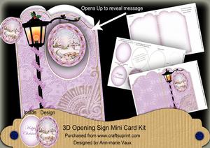 Lilac Snowscene1 3D Opening Sign Card Mini Kit