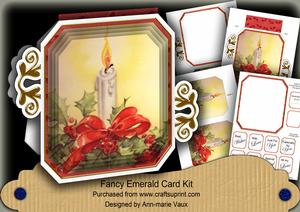 Red Candle Fancy Emerald Decoupage Card Mini Kit