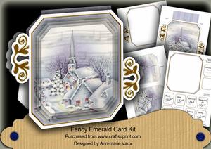 Blue Church Fancy Emerald Decoupage Card Mini Kit