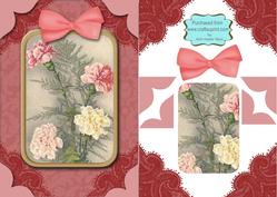 Carnation Spray A5 Decoupage Card Front Step by Step