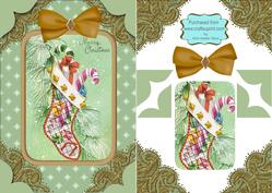 Christmas Stocking A5 Decoupage Card Front Step by Step