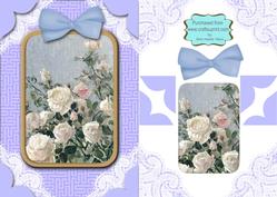 White Roses A5 Decoupage Card Front Step by Step