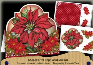 Red Poinsettia Shaped Over 3D Mini Card Kit