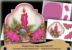 Cerise Candle Shaped Over 3D Mini Card Kit