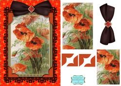 Poppies A5 Lace Decoupage Card Front Step by Step