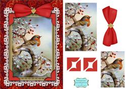 Christmas Robin A5 Lace Card Front Step by Step