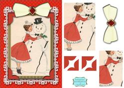 Mummy Kissing Snowman A5 Lace Card Front Step by Step