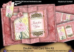 Pink Carnations Double Fold 3D Card Mini Kit