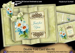 Blue Daisies Double Fold 3D Card Mini Kit