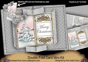 Silver Snow Tree Double Fold 3D Card Mini Kit