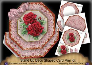 Christmas Red Roses Deco Stand-up Large Card Mini Kit