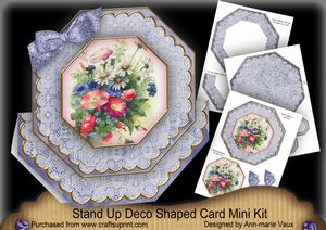 Blue Wildflowers Deco Stand-up Large Card Mini Kit