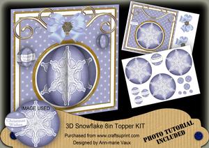 Blue Snowflake 3D Bauble Mini Card Front Kit