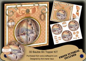 Winter Sunset 3D Bauble Mini Card Front Kit