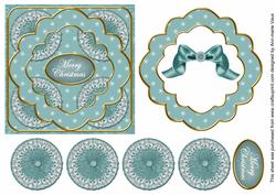 Dteal Flake Merry Christmas 3D Rosette Decoupage Topper