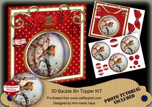 Red Robin 3D Bauble Mini Card Front Kit