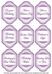 Purple Birthday Fancy Sentiment Caption Labels
