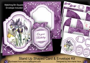Purple Iris Large Fancy Stand Up Card N Envelope Kit