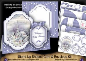 Blue Church Large Fancy Stand Up Card N Envelope Kit