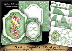 Christmas Stocking Large Fancy Stand Up Card N Envelope Kit