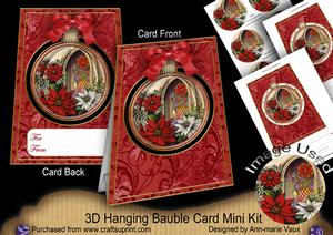 Poinsettia Window 3D Hanging Bauble Ornament Card Mini Kit