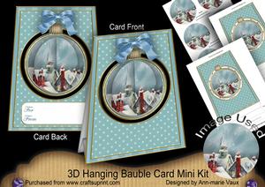 Snow Rooftops 3D Hanging Bauble Ornament Card Mini Kit