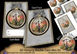 Silver Lantern 3D Hanging Bauble Ornament Card Mini Kit