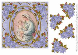 Mother Mary 7in Oval Ribbon Decoupage Topper