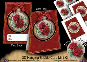 Red Roses 3D Hanging Bauble Ornament Card Mini Kit