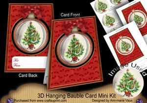 Christmas Tree Red 3D Hanging Bauble Ornament Card Mini Kit